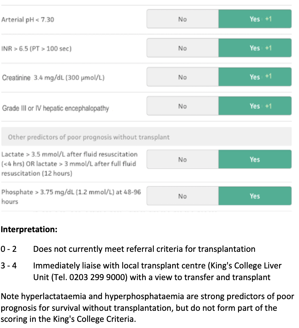 Kings Criteria For Paracetamol Toxicity